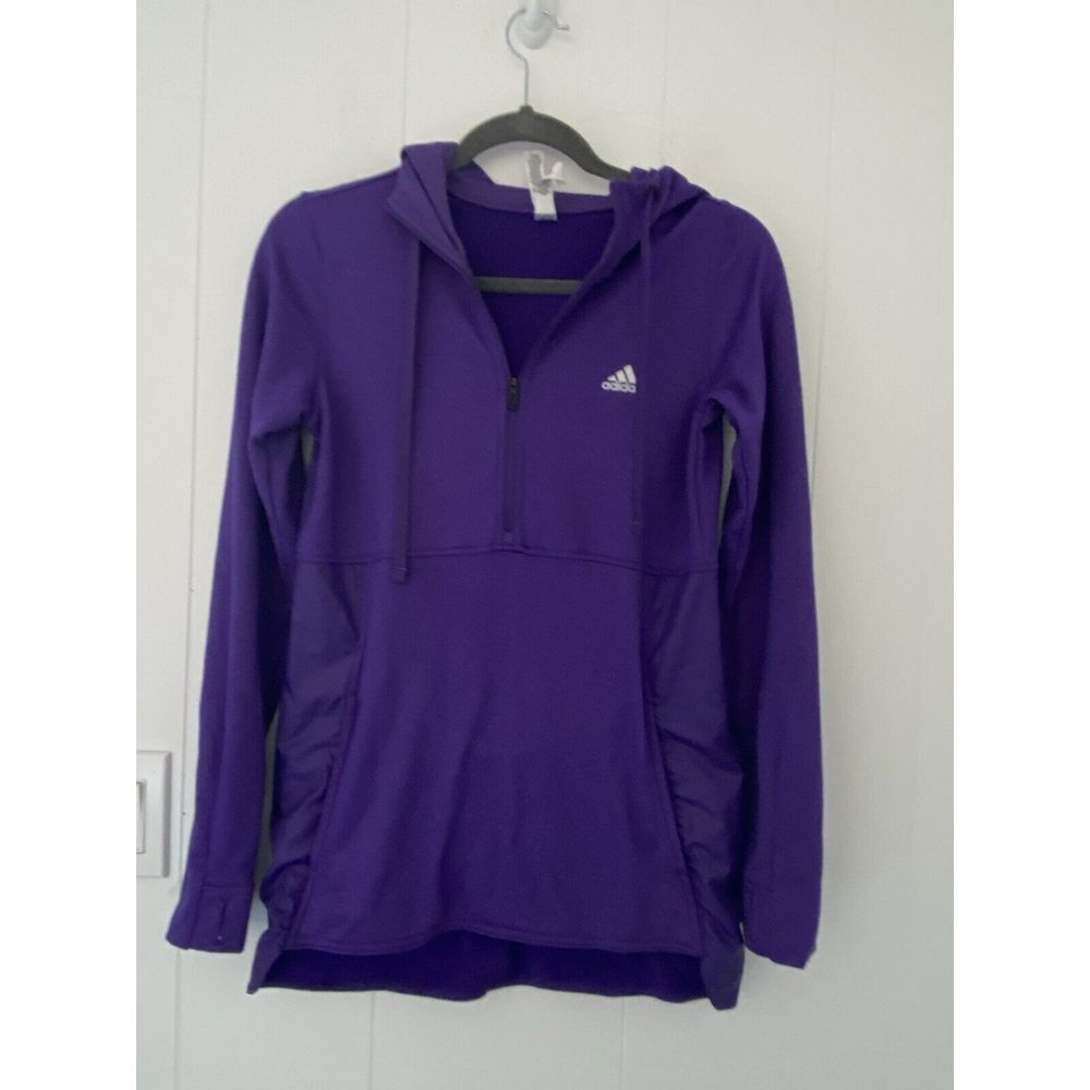 adidas Women's Half Zip Hoodie Sweater‎ Sz Small Purple Athletic Workout Jacket
